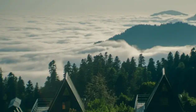 А-фрейм с террасой и видом на горы